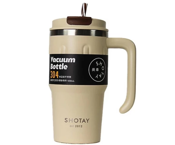 Shotay Termos Bardak Seyahat ve Outdoor 650Ml Krem