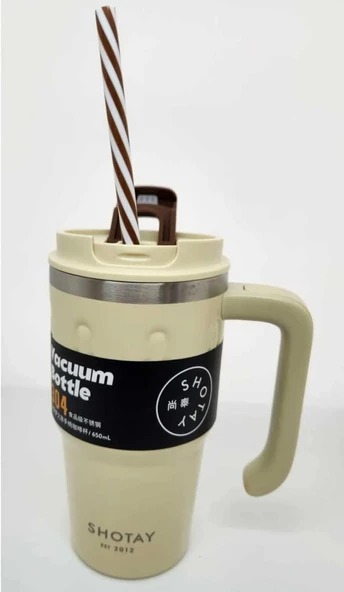 Shotay Termos Bardak Seyahat ve Outdoor 650Ml Krem - 5