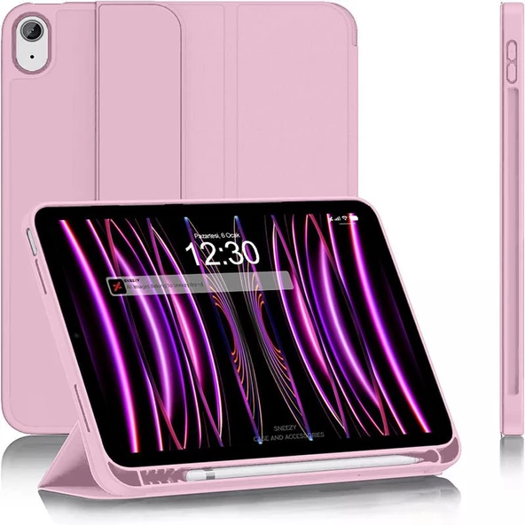 Apple iPad Air 4. 5. Nesil 10.9 İnç Kılıf Craft Kalem Bölmeli Uyku Modlu Kapaklı Smart Case  Pembe