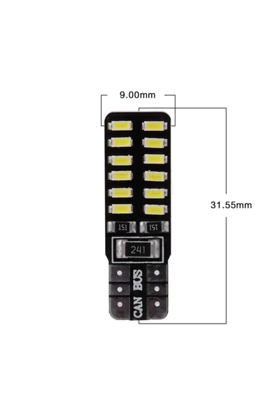 T10 Led Dipsiz W5w Canbus 24 Ledli Beyaz Park Plaka Ampul 2 Adet - 2