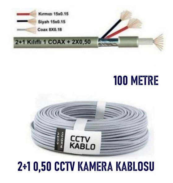 100MT 2+1 CCTV 0.50mm Kamera Kablosu (100 Metre)