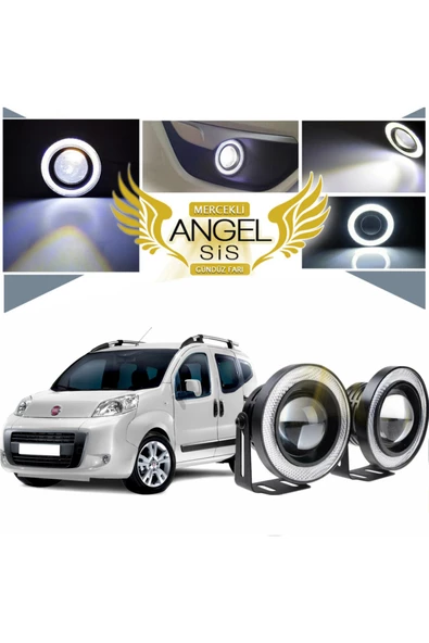 Fiat Fiorino Uyumlu, Universal Mercekli Led Angel Sis Farı, 76mm Beyaz Renk