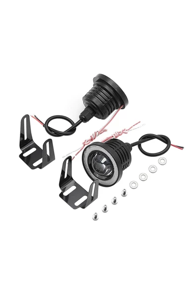 Fiat Doblo D1 Uyumlu, Universal Mercekli Led Angel Sis Farı, 76mm Buz Mavi Renk - 3