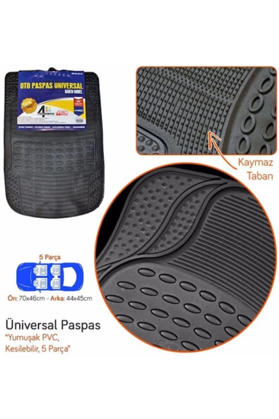 Badem Tip Paspas Universal Pvc Şaftlı Siyah