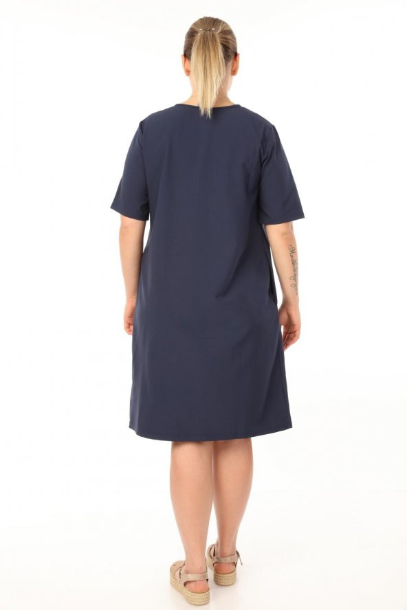 Lir Kadın Büyük Beden Yarım Kol Elbise Vizon L1621 - 5