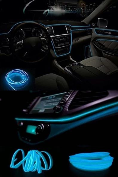Araç Içi Aydınlatma Ip Şerit Torpido Led Ip Neon Dekoratif Buz Mavisi 2 Metre - 4