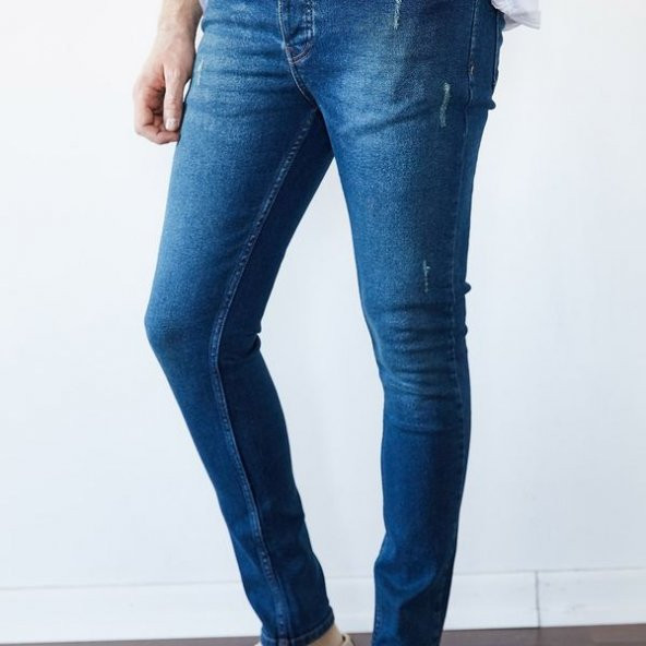 Yıkamalı Mavi Slim Fit Jean Pantolon 1KXE5-44256-49