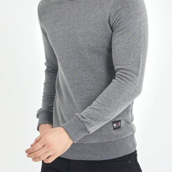 Gri Yumuşak Dokulu Basic Bisiklet Yaka Sweatshirt 1KXE8-44486-03 - 2
