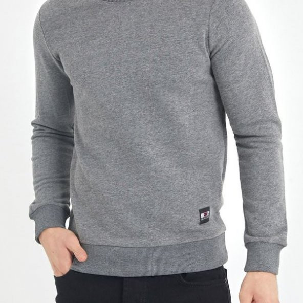 Gri Yumuşak Dokulu Basic Bisiklet Yaka Sweatshirt 1KXE8-44486-03 - 4