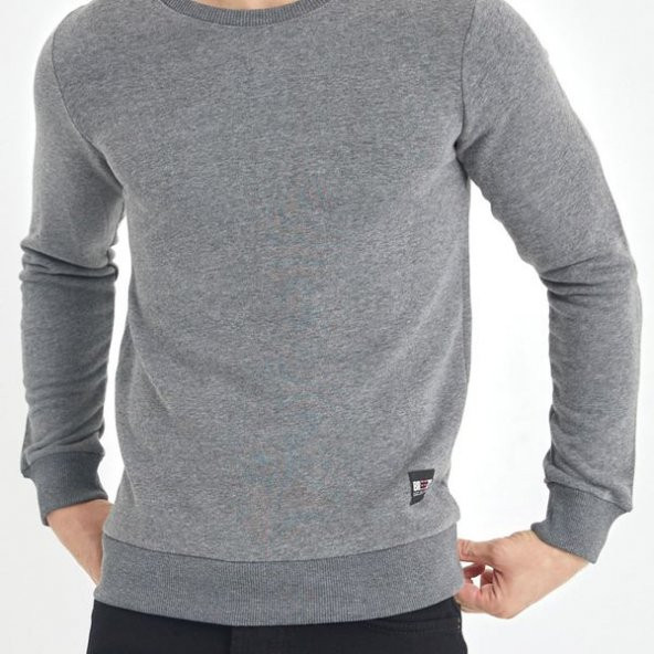 Gri Yumuşak Dokulu Basic Bisiklet Yaka Sweatshirt 1KXE8-44486-03 - 5