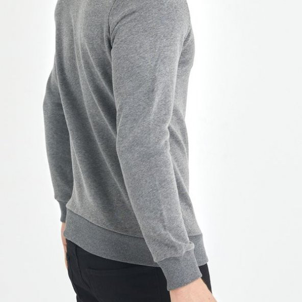 Gri Yumuşak Dokulu Basic Bisiklet Yaka Sweatshirt 1KXE8-44486-03 - 6