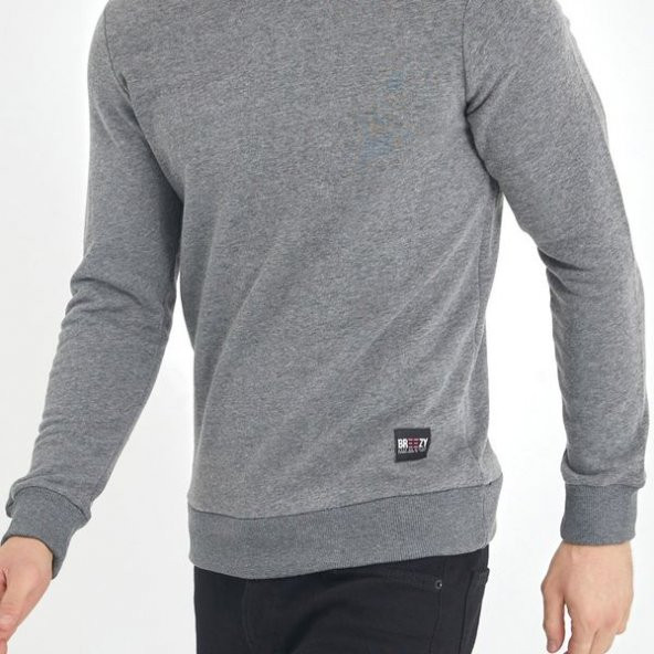 Gri Yumuşak Dokulu Basic Bisiklet Yaka Sweatshirt 1KXE8-44486-03 - 7