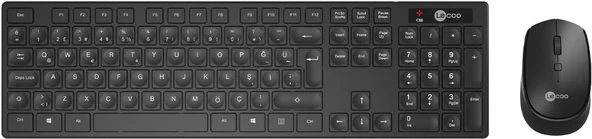 KM2001 Kablosuz Türkçe Q Klavye & Mouse Set - QWERTY Türkçe Dizilim Klavye, 1200DPI Optik Fare, Win/Mac Uyumlu, Sıvı Dökülmesine Dayanıklı, Tam Boyutlu Türkçe Q Klavye Mouse Seti Siyah