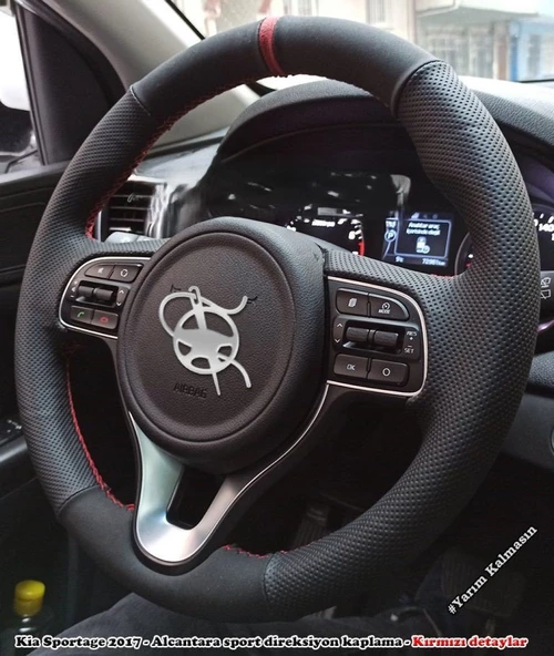 Kia Sportage 2017 Araca Özel Direksiyon Kılıfı (NOKTA NUBUK YÜZÜKLÜ) ürün görseli