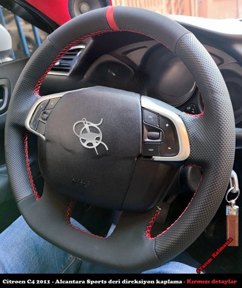 Citroen C4 2011 Araca Özel Direksiyon Kılıfı (NOKTA NUBUK YÜZÜKLÜ) ürün görseli