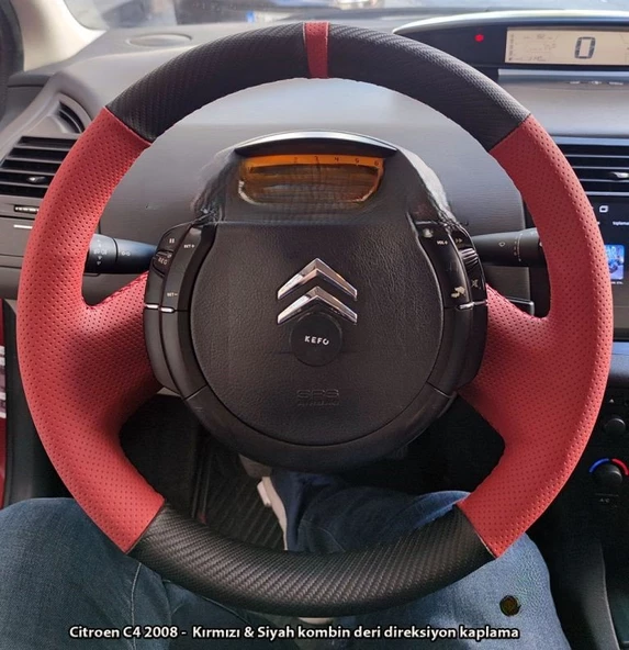 Citroen C4 2008 Araca Özel Direksiyon Kılıfı (SOFT KIRMIZI KARBON YÜZÜKLÜ) ürün görseli