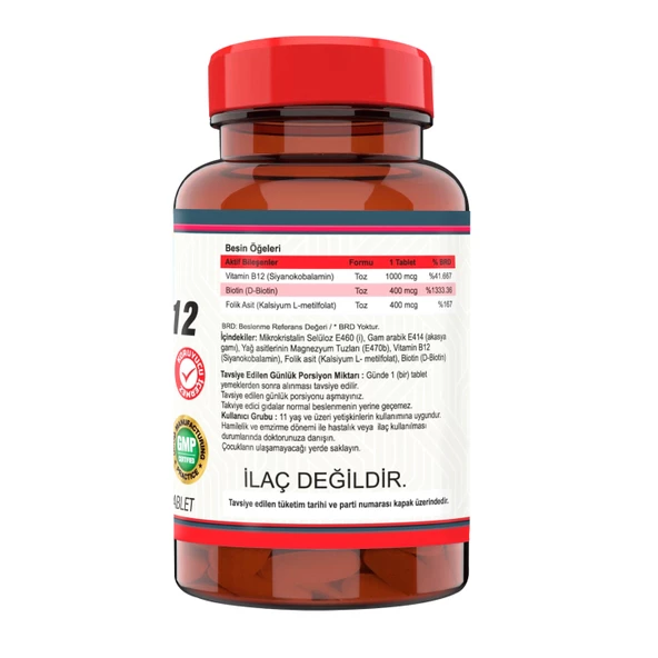 Nevfix Vitamin B12 Folic Acid Biotin 1000 Mcg 120 Tablet - 2