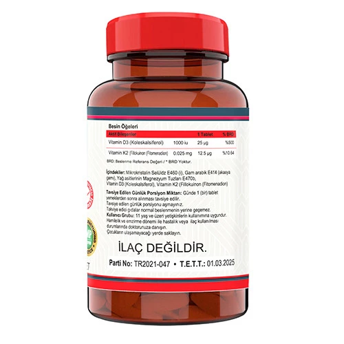 Nevfix Vitamin D3 1000 Iu Vitamin K2 12.5 Mcg 120 Tablet - 2