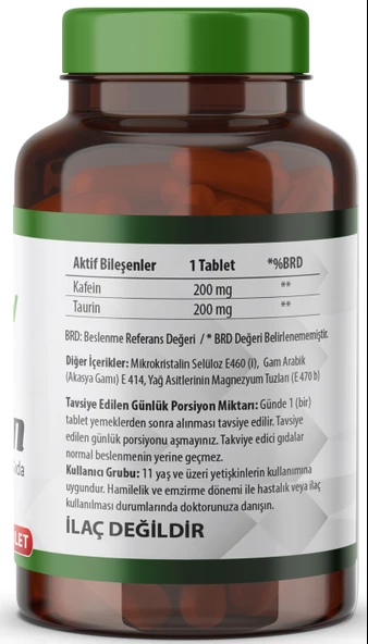 Caffeine Plus Kafein Taurine 90 Tablet 90 Servis Güç Ve Performans - 2