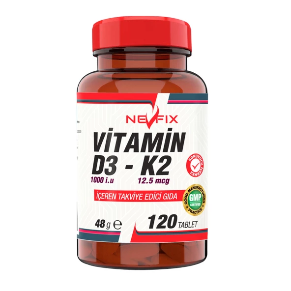 Nevfix Vitamin D3 1000 Iu Vitamin K2 12.5 Mcg 120 Tablet
