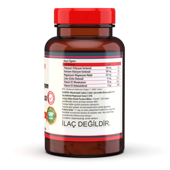 Nevfix 90 Tablet Kalsiyum Magnezyum Potasyum Çinko Vitamin D3 Vitamin K2 - 2