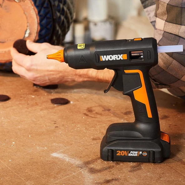 WORX WX045.9 20Volt 11MM Profesyonel Sıcak Mum Silikon Tabancası + 10 Silikon (Akü Dahil Değildir) - 5