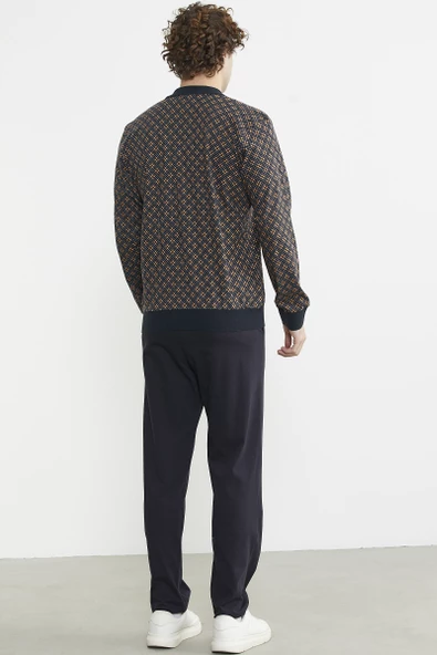 Rahat Kalıp Desenli Pijama Takım - Kahve - 6