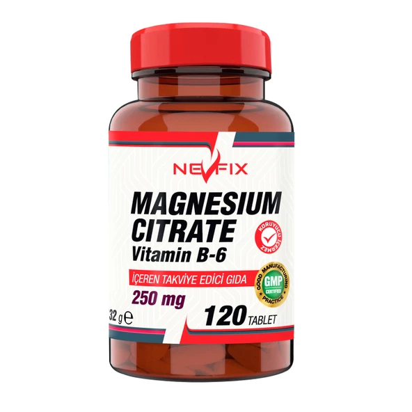 Nevfix Magnesium Citrate 250 mg Vitamin B6 10 mg 120 Tablet