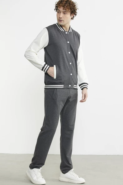 Kolej Yaka Cepli Eşofman Takım - Antrasit - Resim 5