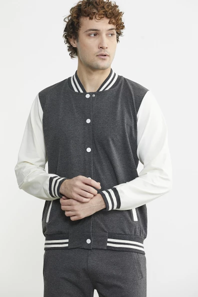 Kolej Yaka Cepli Eşofman Takım - Antrasit - Resim 2