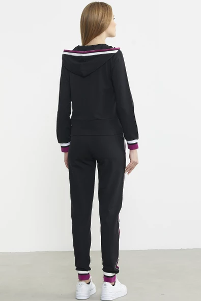 Renkli Biye Detaylı Jogger Eşofman Takım - Siyah - Resim 6