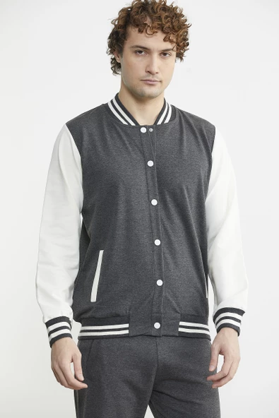 Kolej Yaka Cepli Eşofman Takım - Antrasit - Resim 4