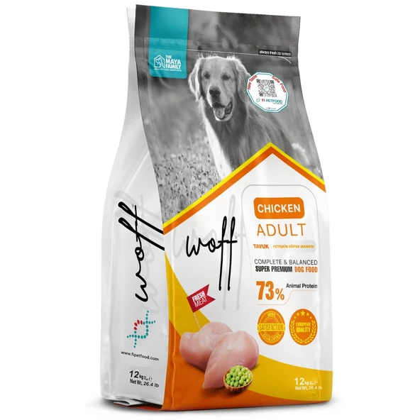 Woff Adult Tavuklu Köpek Maması 12 Kg