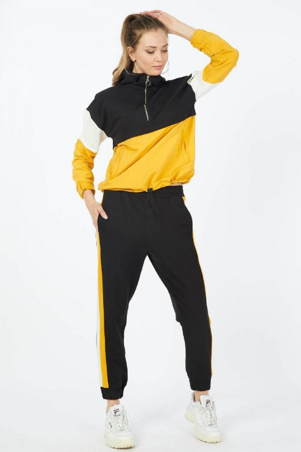 Atlas Kumaş  Garnili Zara Model İkili Eşofman Takımı 8265 - 5