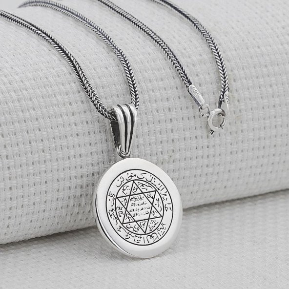 Mührü Süleyman 925 Ayar Gümüş Parlak Kolye ürün görseli