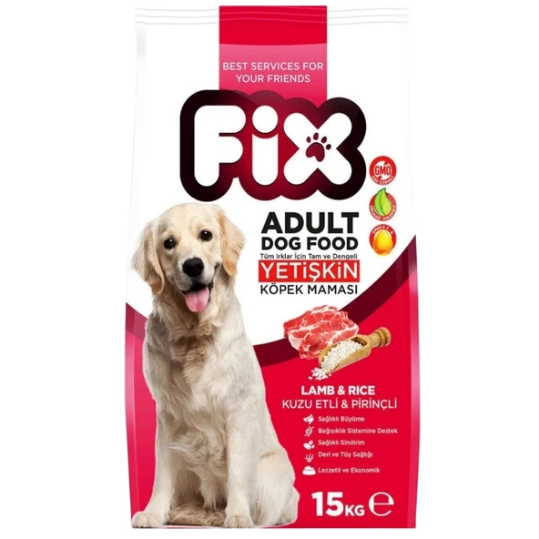 Fix Kuzu Etli ve Pirinçli Yetişkin Köpek Maması 15 Kg