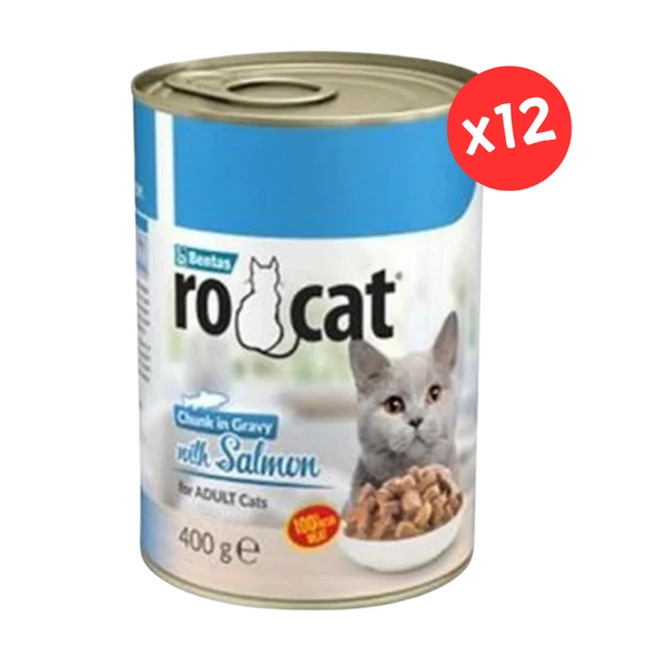 Ro Cat Somonlu Yetişkin Parça Etli Kedi Konservesi 400 Gr x 12 Adet