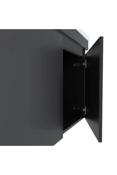 Teta Home Tokyo 80 Cm Mdf Banyo Dolabı Seti +Boy Dolabı  Antrasit - Resim 3