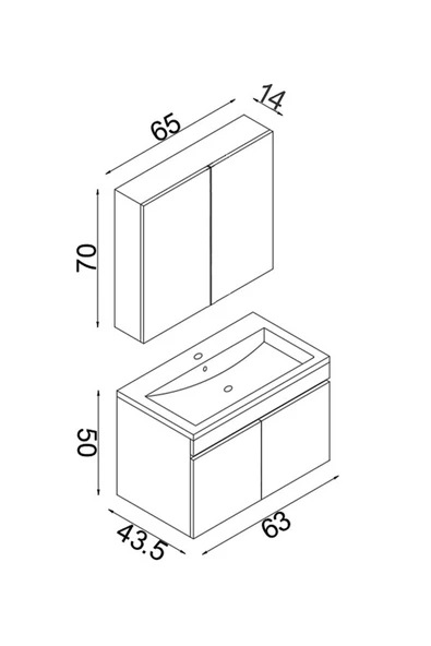 Teta Home Tokyo 65 Cm Mdf Banyo Dolabı Seti + Boy Dolabı  Antrasit - Resim 5