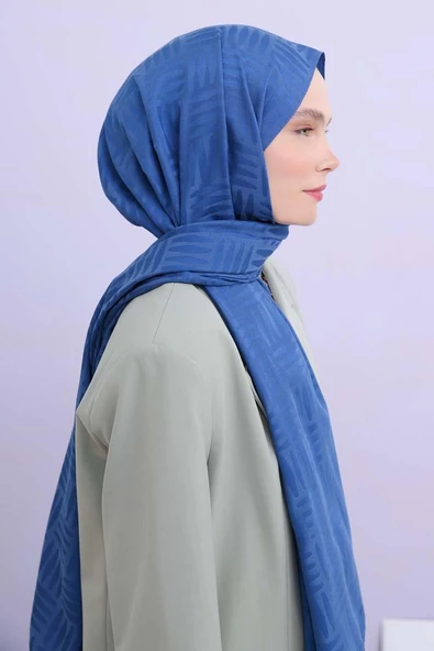 İndigo-Desenli Jakar Şal - Resim 2