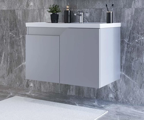 Teta Home Napoli 65 Cm Mdf Banyo Lavabolu Alt Dolap  Sis gri