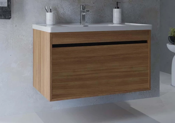 Teta Home Mersin 65 cm Mdf Banyo Lavabolu Alt Dolap  Teak