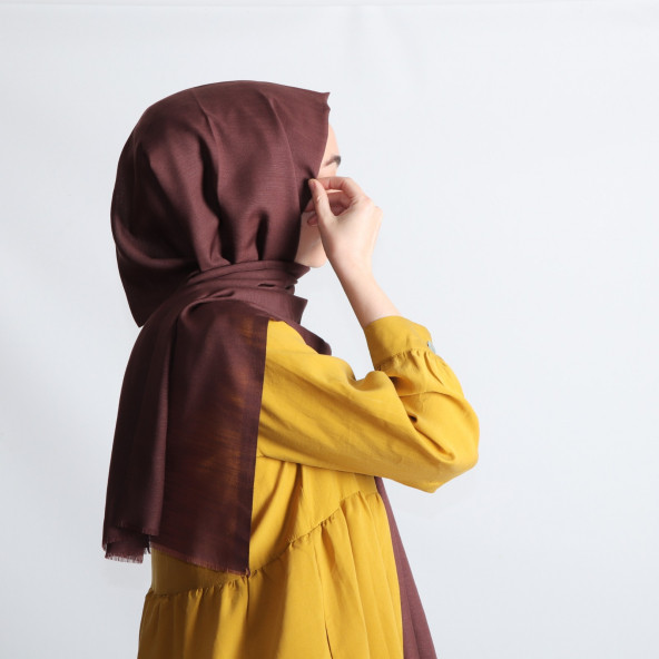 PEMİRA PAMUKLU FLAMLI KAHVERENGİ ŞAL