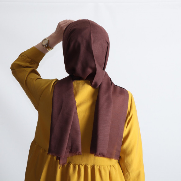 PEMİRA PAMUKLU FLAMLI KAHVERENGİ ŞAL - 2