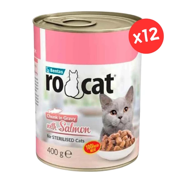 Ro Cat Sterilised Somonlu Kısırlaştırılmış Kedi Konserve 400 Gr x 12 Adet