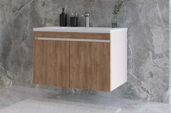 Teta Home Tokyo 65 cm Mdf Banyo Lavabolu Alt Dolap  Bej-Atlantik Çam