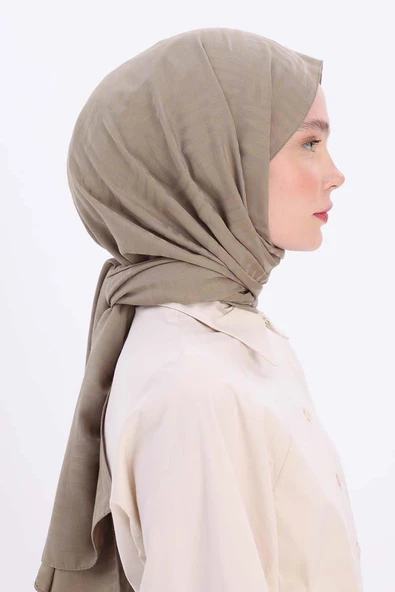 Zeytin Yeşili-Desenli Jakar Şal - Resim 2