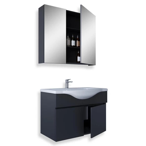 Teta Home Kahire 80 Cm Mdf Banyo Dolabı Seti  Antrasit - 2