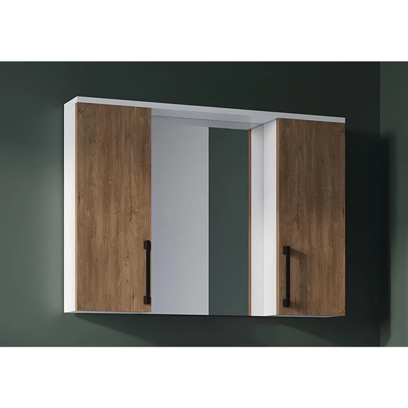 Teta Home Eko 80 Cm Mdf Banyo Aynalı Üst Dolap  Kafkas Meşe-Beyaz