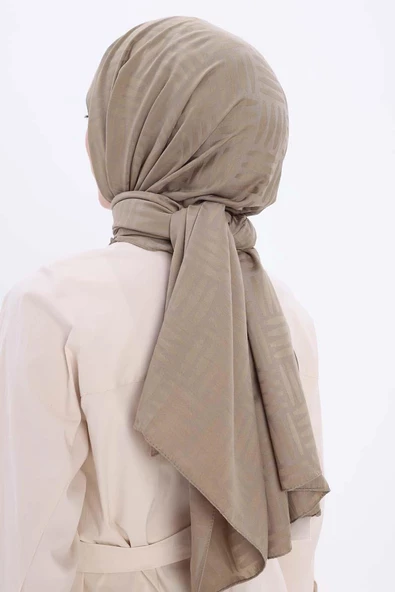 Zeytin Yeşili-Desenli Jakar Şal - Resim 3